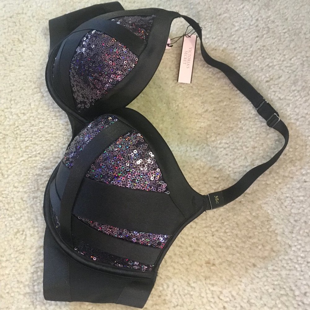 Sequined Push-up Halter Bra